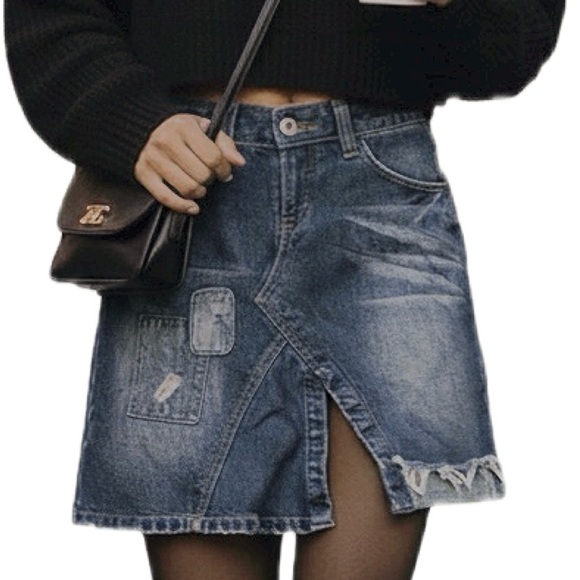 Levi’s Deconstructed Denim Mini Skirt retro 2005 Boho A Line Cool 7 junior